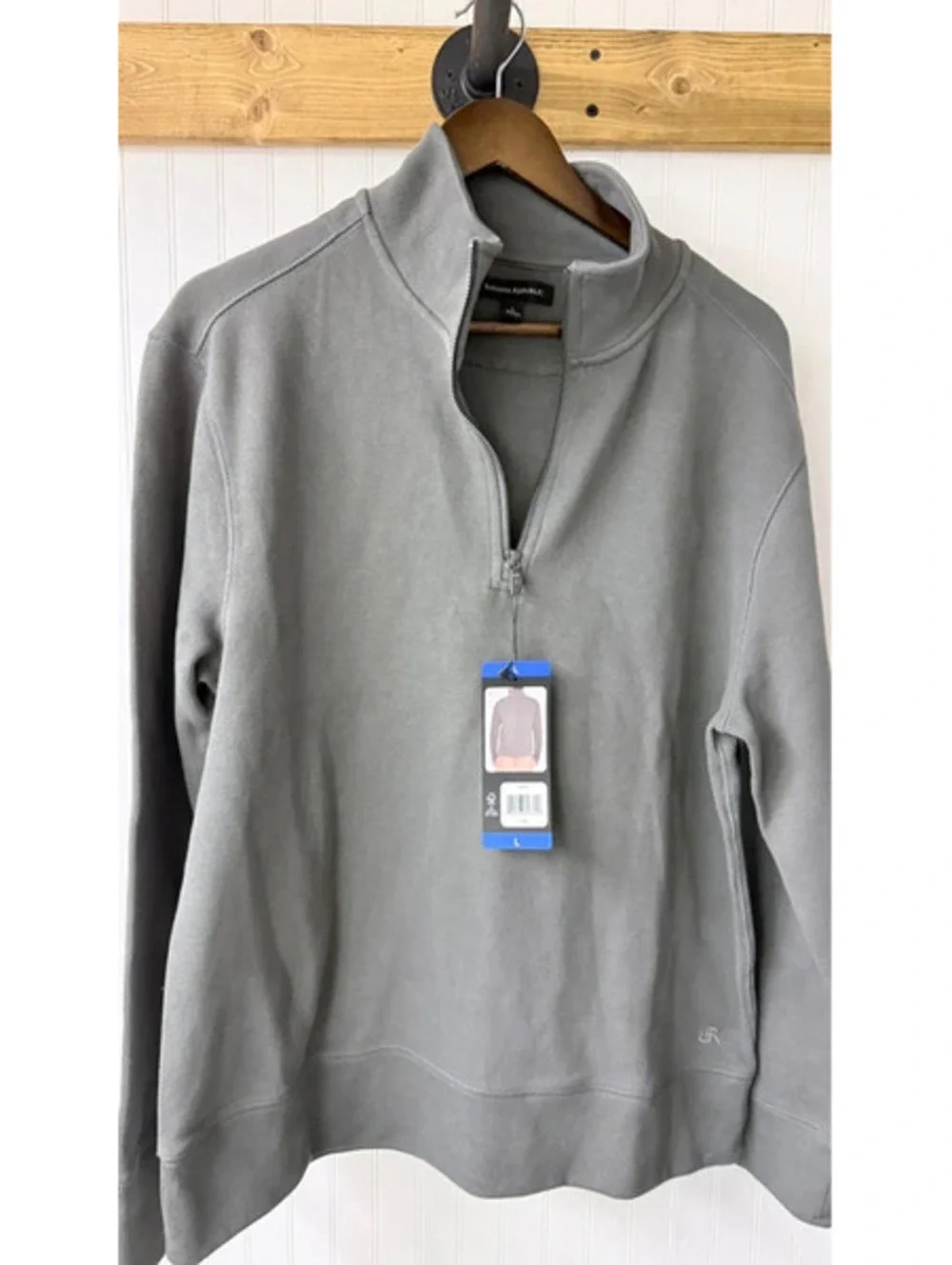 Banana Republic quarter-zip sweatshirt garment-dyed grey finish size Large